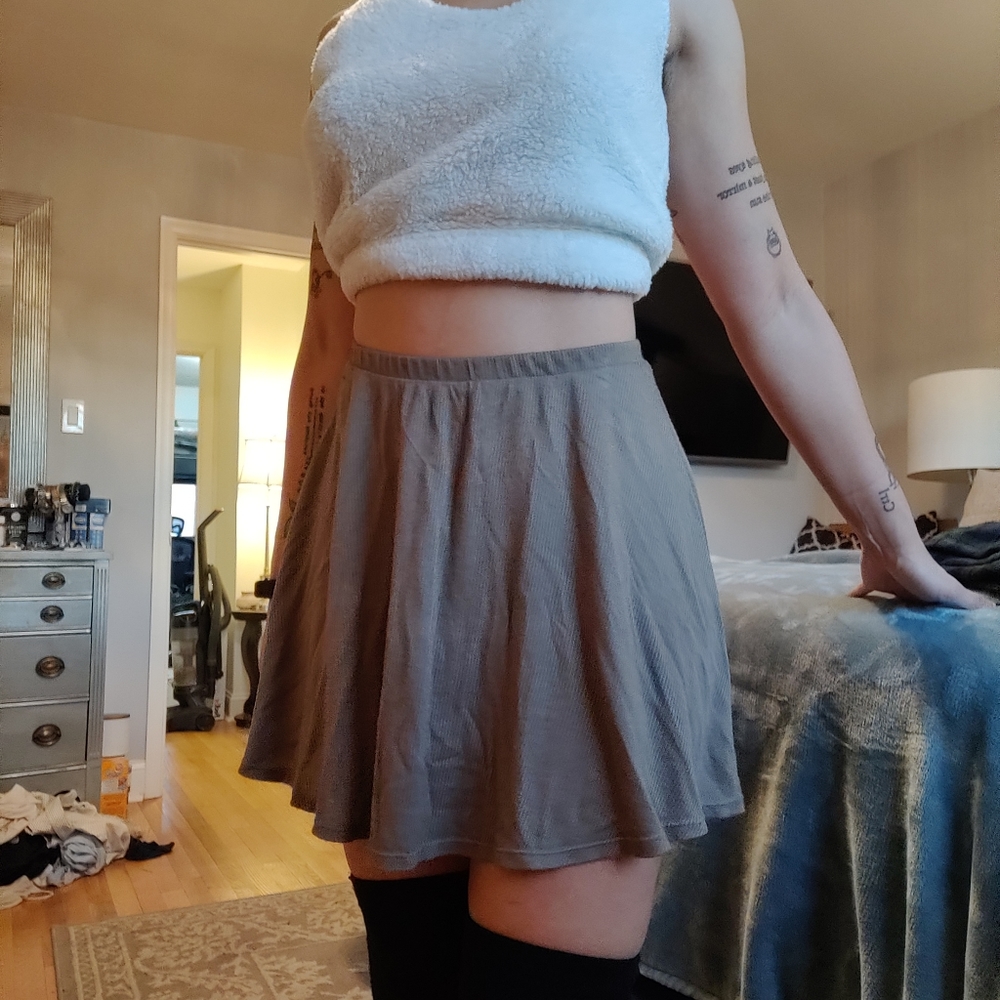 light olive green skater skirt